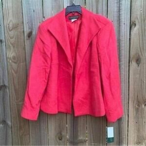NWT Harve Benard Coral Collared Open Front Wool Blend Plus Size Coat jacket